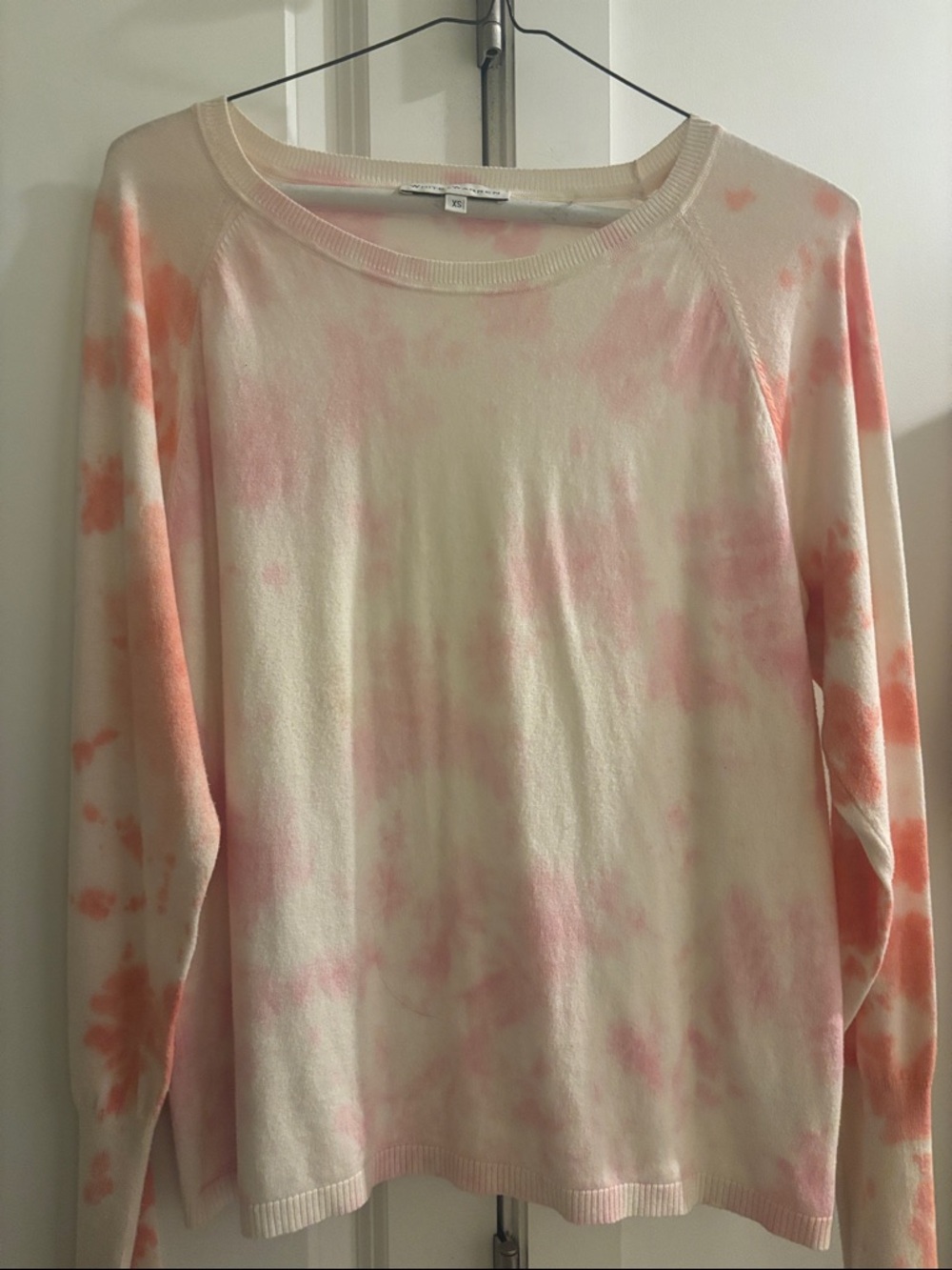 White & Warren Women’s Cream & Pink Tie-Dye Sweater